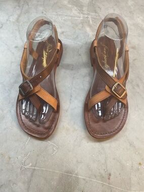 Free People Two-Tone Brown Leather Sandals